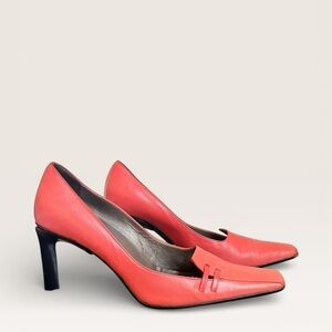 Sergio Rossi Salmon and Black Leather Heels